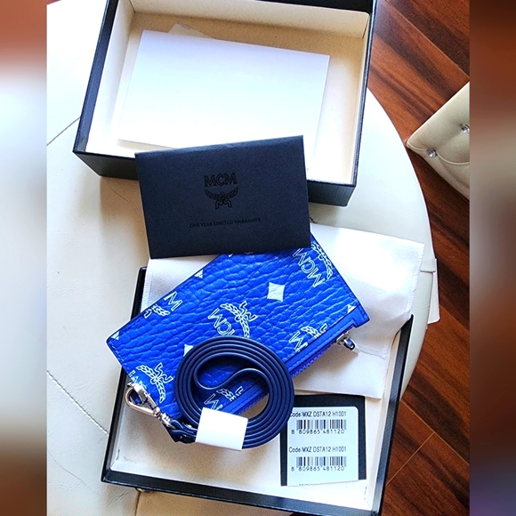 MCM Other - UNISEX NWT MCM Lanyard Blue Card Holder Wallet Visetos Sold out  full inclusion